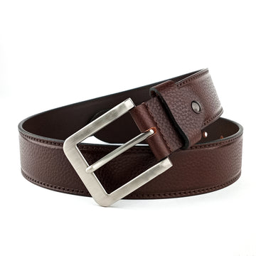 Hemener Men Brown Grain Leather Belt