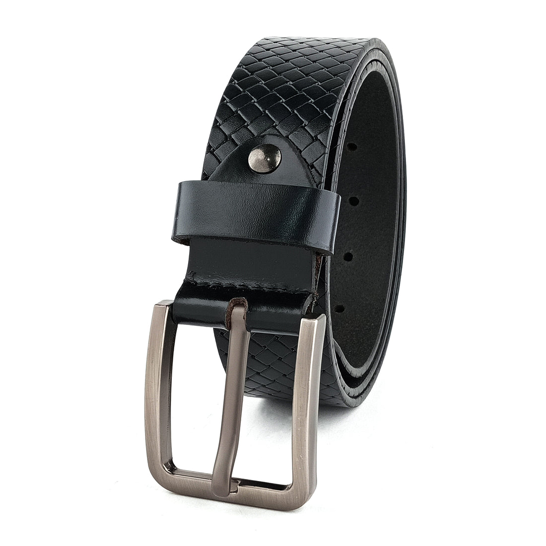 Hemener Men Black Grain Leather Belt