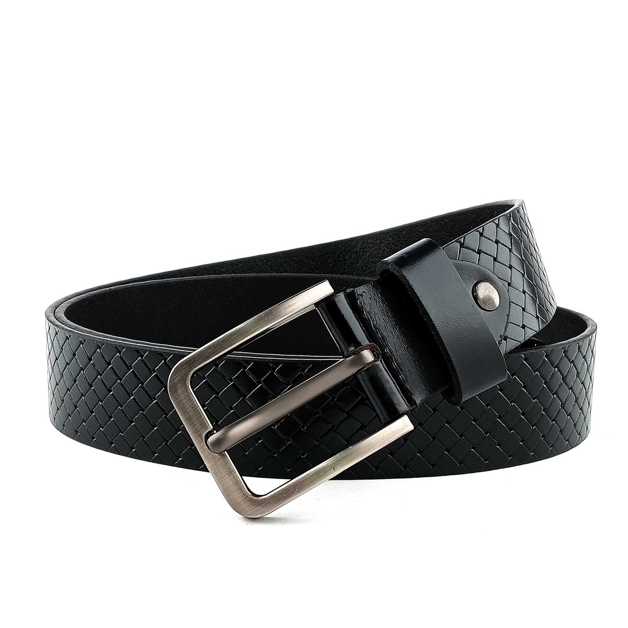 Hemener Men Black Grain Leather Belt