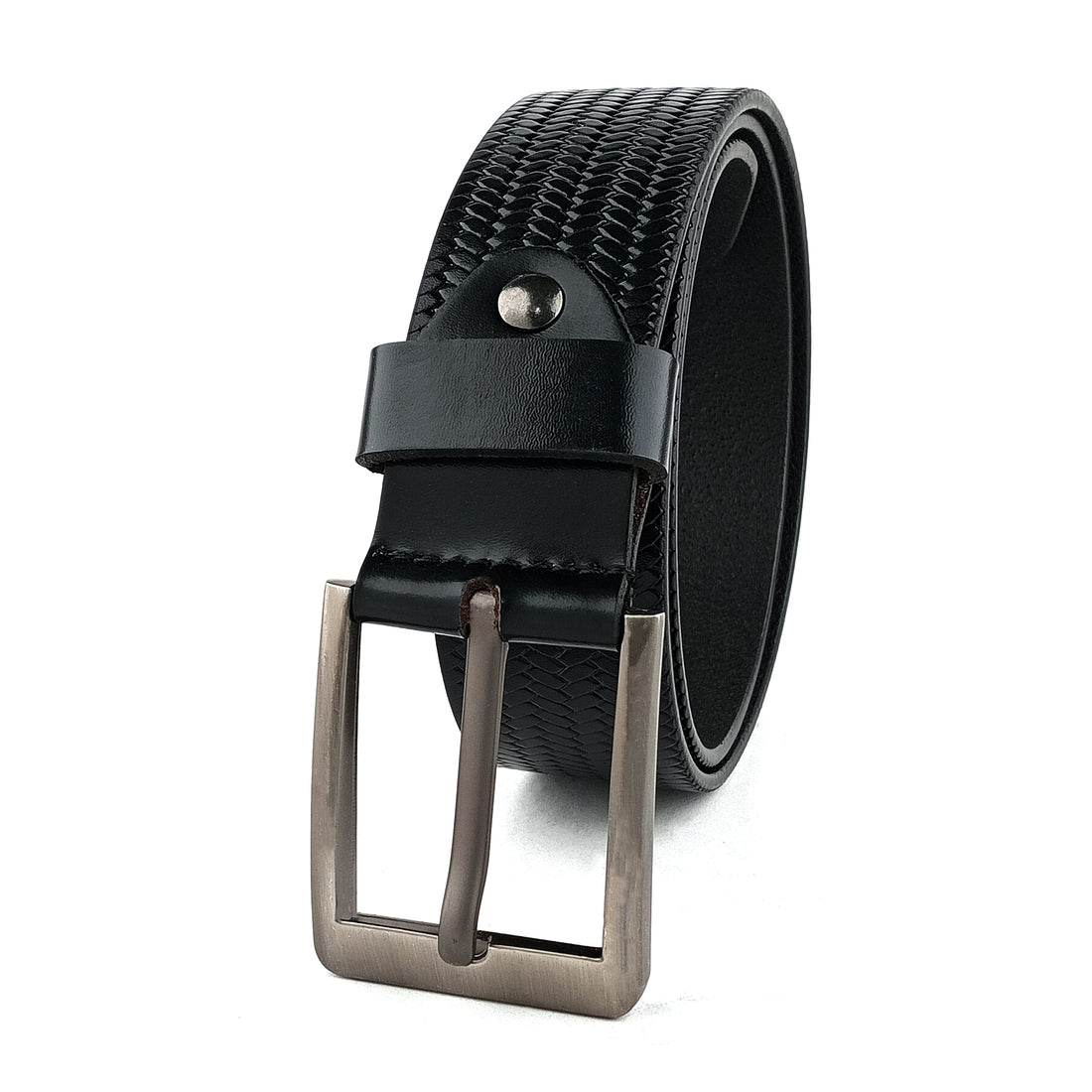 Hemener Men Black Grain Leather Belt