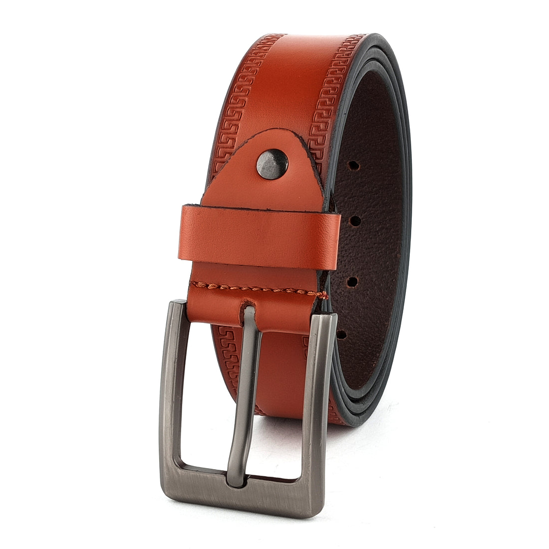 Hemener Men Dark Brown Grain Leather Belt