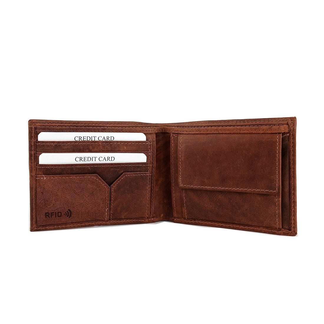 Hemener Men  Brown Genuine Leather Wallet