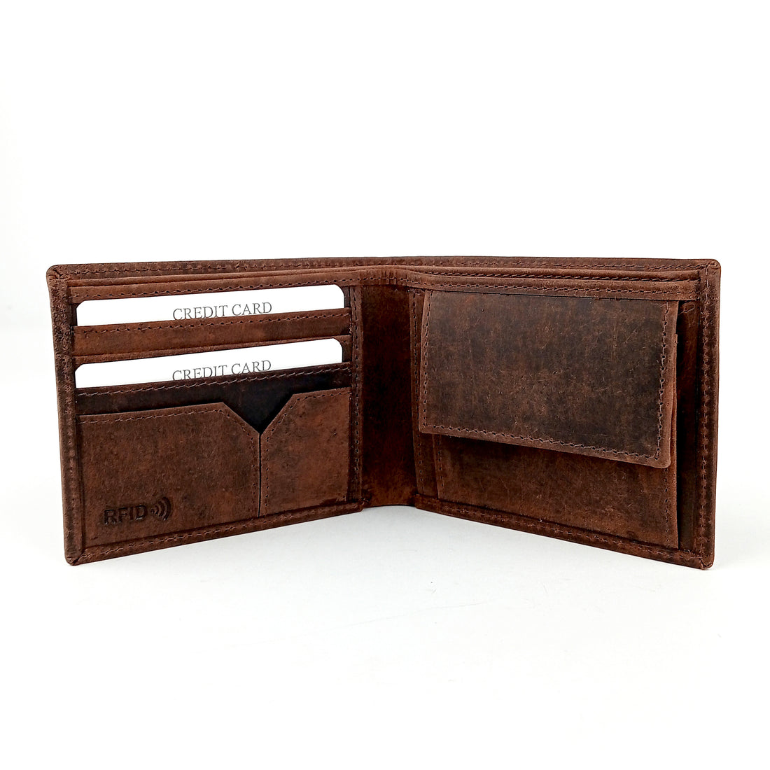 Hemener Men Dark Brown Genuine Leather Wallet