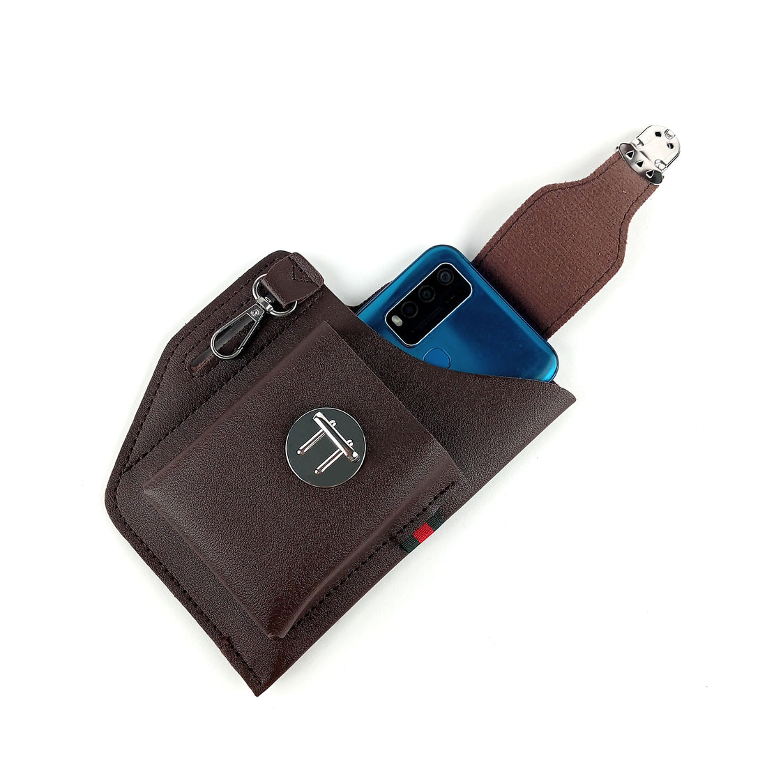 Hemener Dark Brown Vintage Leather Waist Pouch Bag Belt Loop Hook for Carry Phone & Wallet