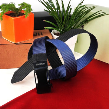 Hemener Unisex Black Blue Reversible Nylon Canvas Belt