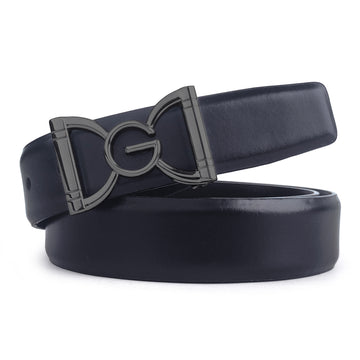 Hemener Men Pin Hole   Buckle Black Leather Belt