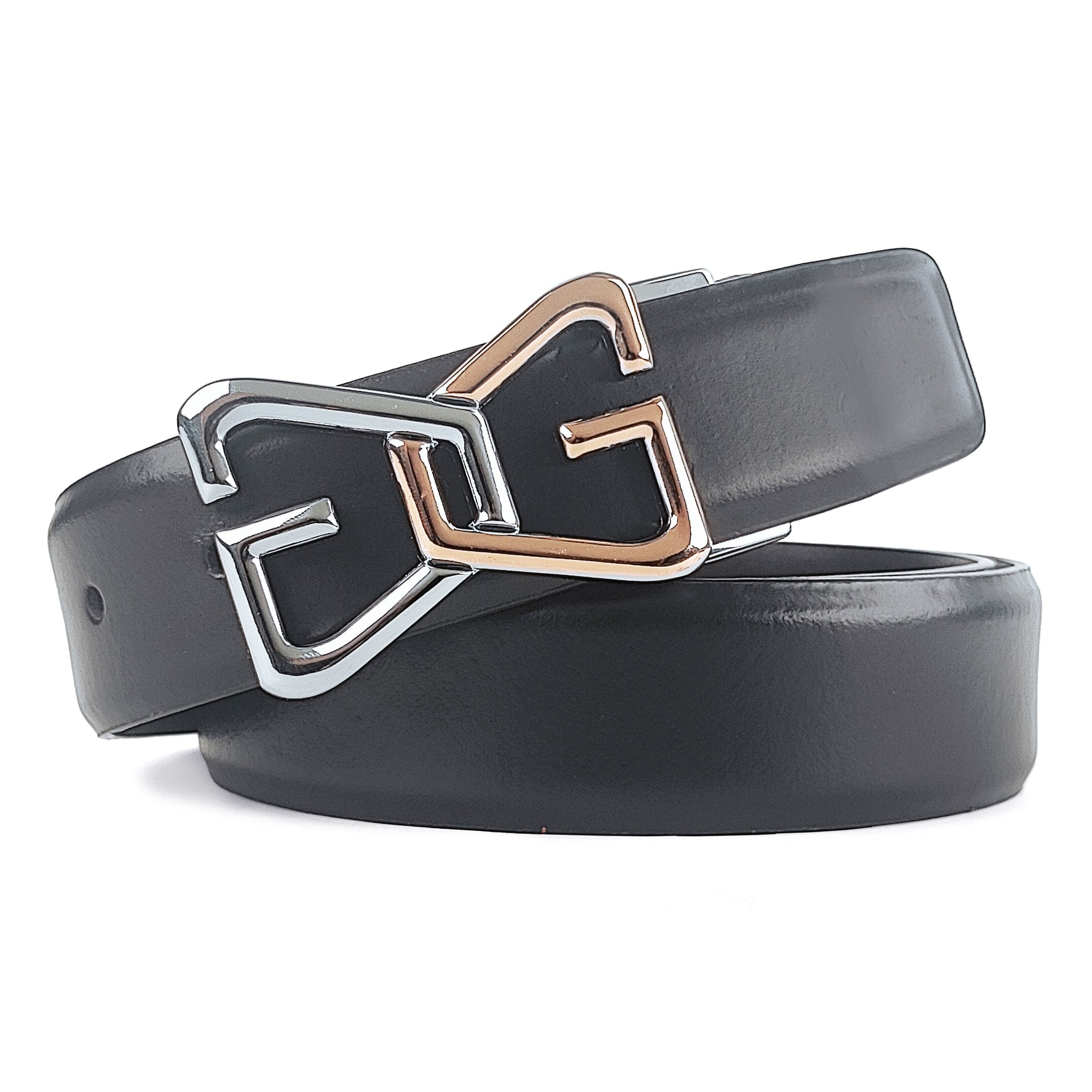 Hemener Men Pin Hole   Buckle Black Leather Belt