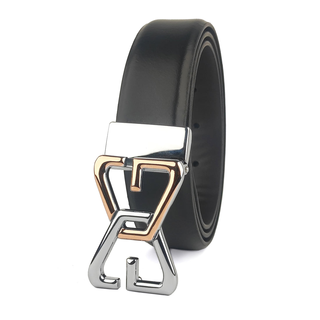 Hemener Men Pin Hole   Buckle Black Leather Belt