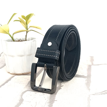 Hemener Men Black Genuine Leather Belt