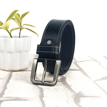 Hemener Men Black Genuine Leather Belt