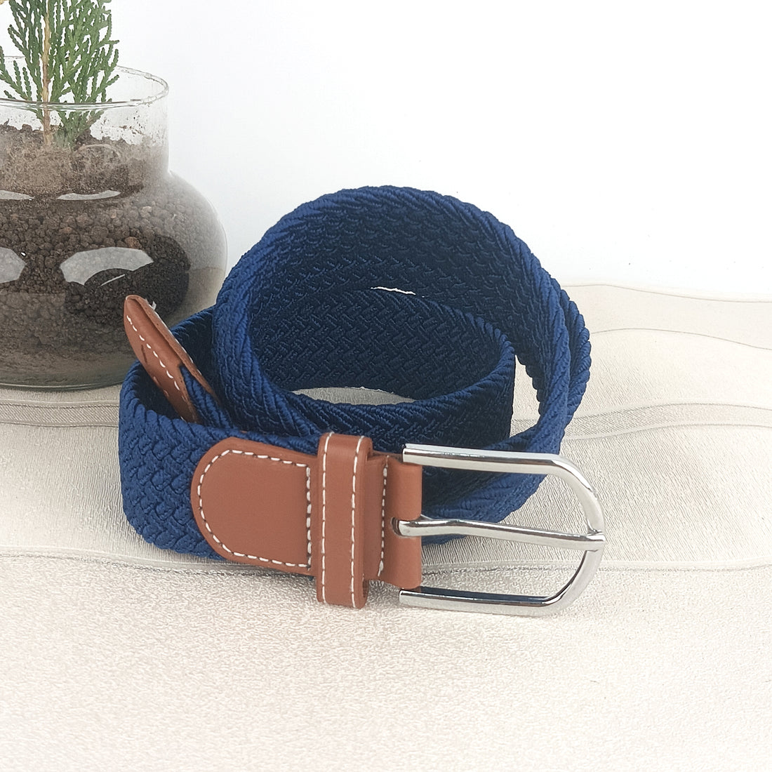 Hemener Blue Elastic Nylon Canvas Belt