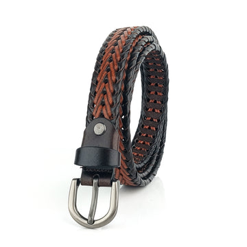 Hemener Girls  Brown Braided Genuine Leather Belt