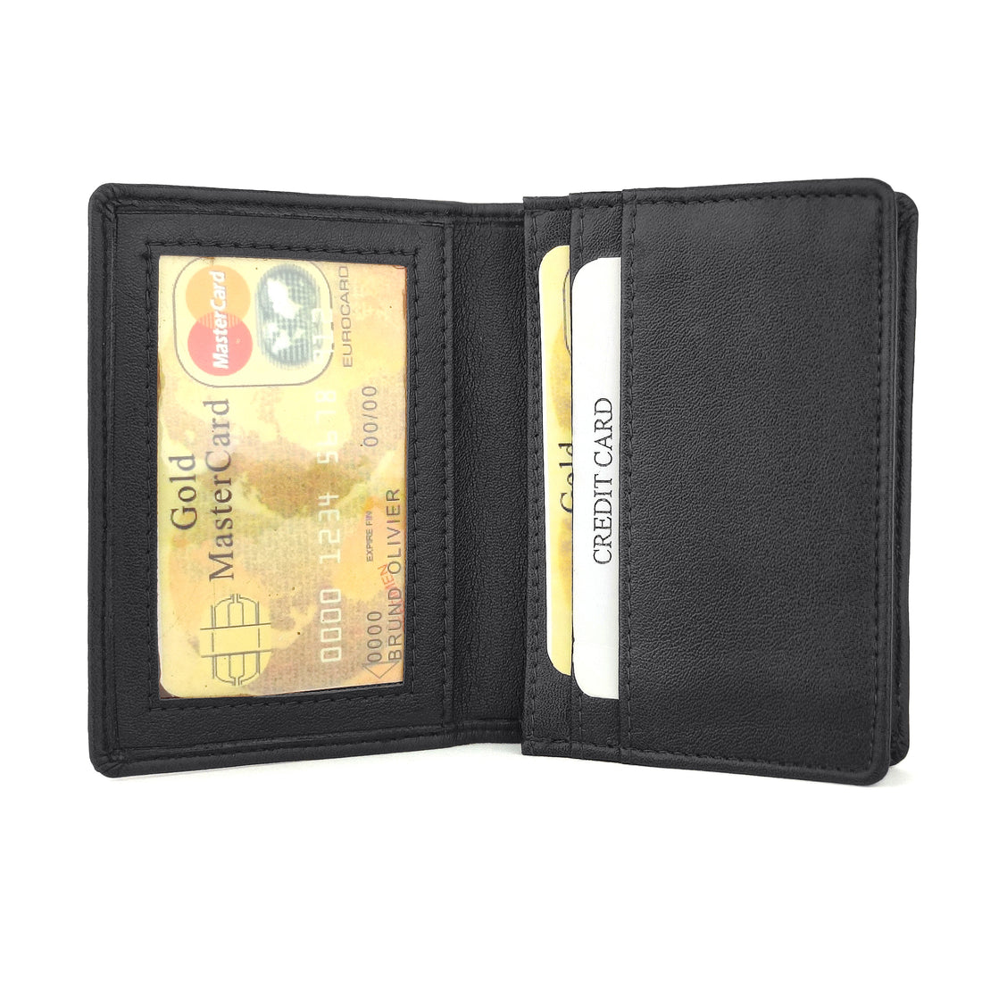 Hemener Leather Black/ Brown Card Holder