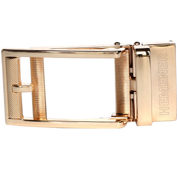 Hemener Men Metal Autogrip Golden Glossy Buckle