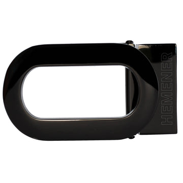 Hemener Men Metal Pin Hole Black Glossy Buckle