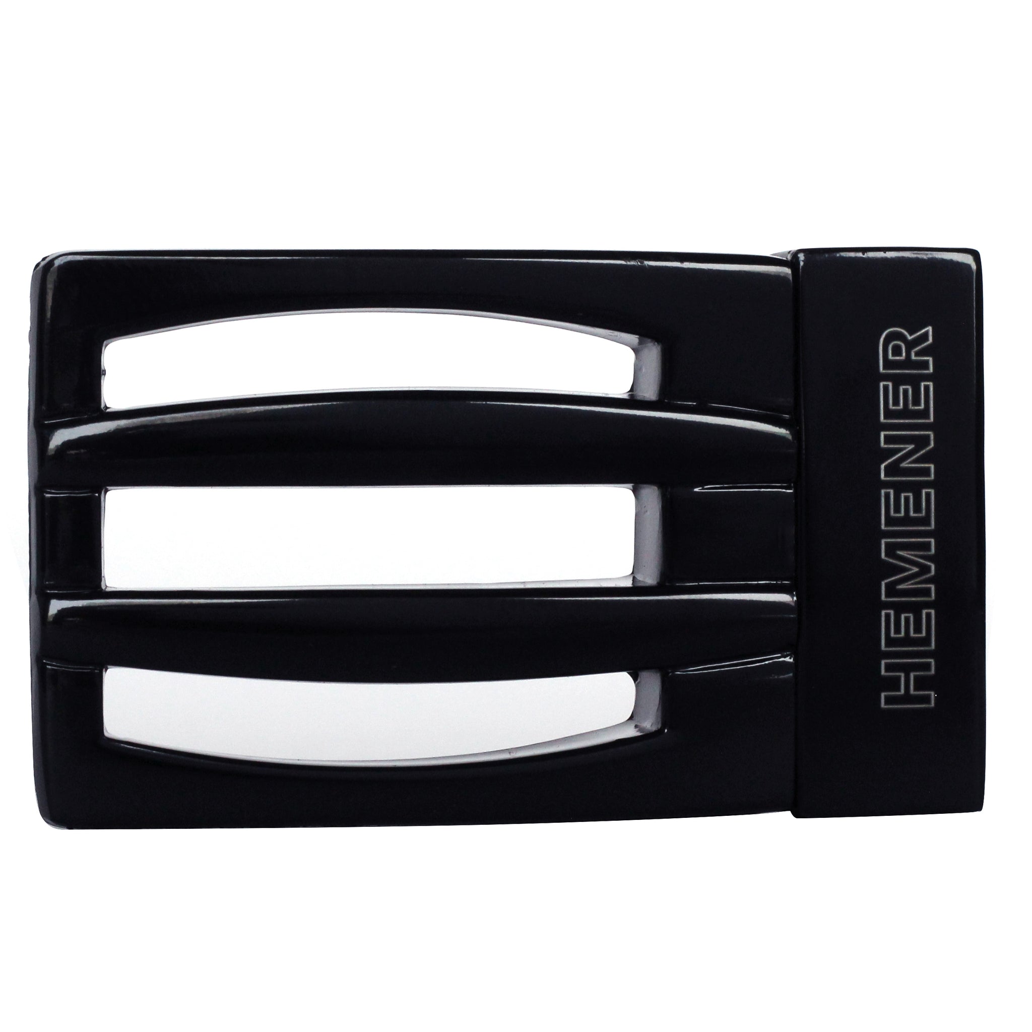 Hemener Men Metal Pin Hole Black Matte Buckle