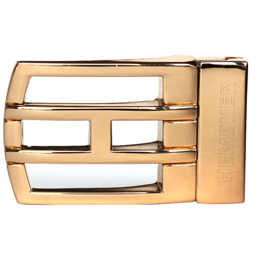 Hemener Men Metal Pin Hole Golden Glossy Buckle