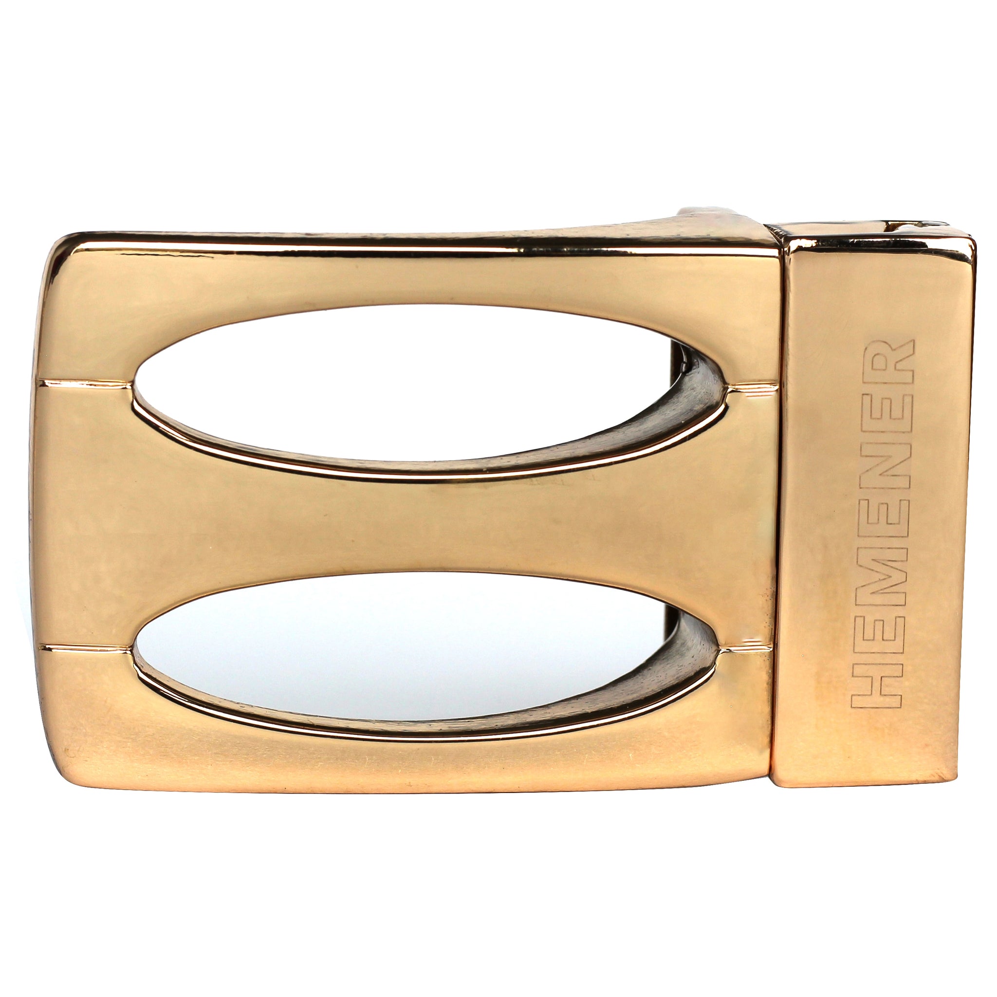 Hemener Men Metal Pin Hole Golden Glossy Buckle