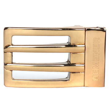 Hemener Men Metal Pin Hole Golden Glossy Buckle