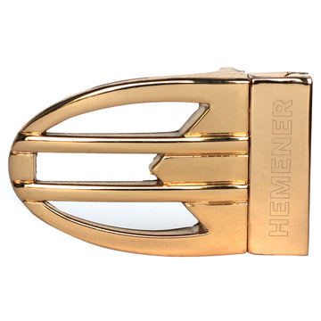 Hemener Men Metal Pin Hole Golden Glossy Buckle