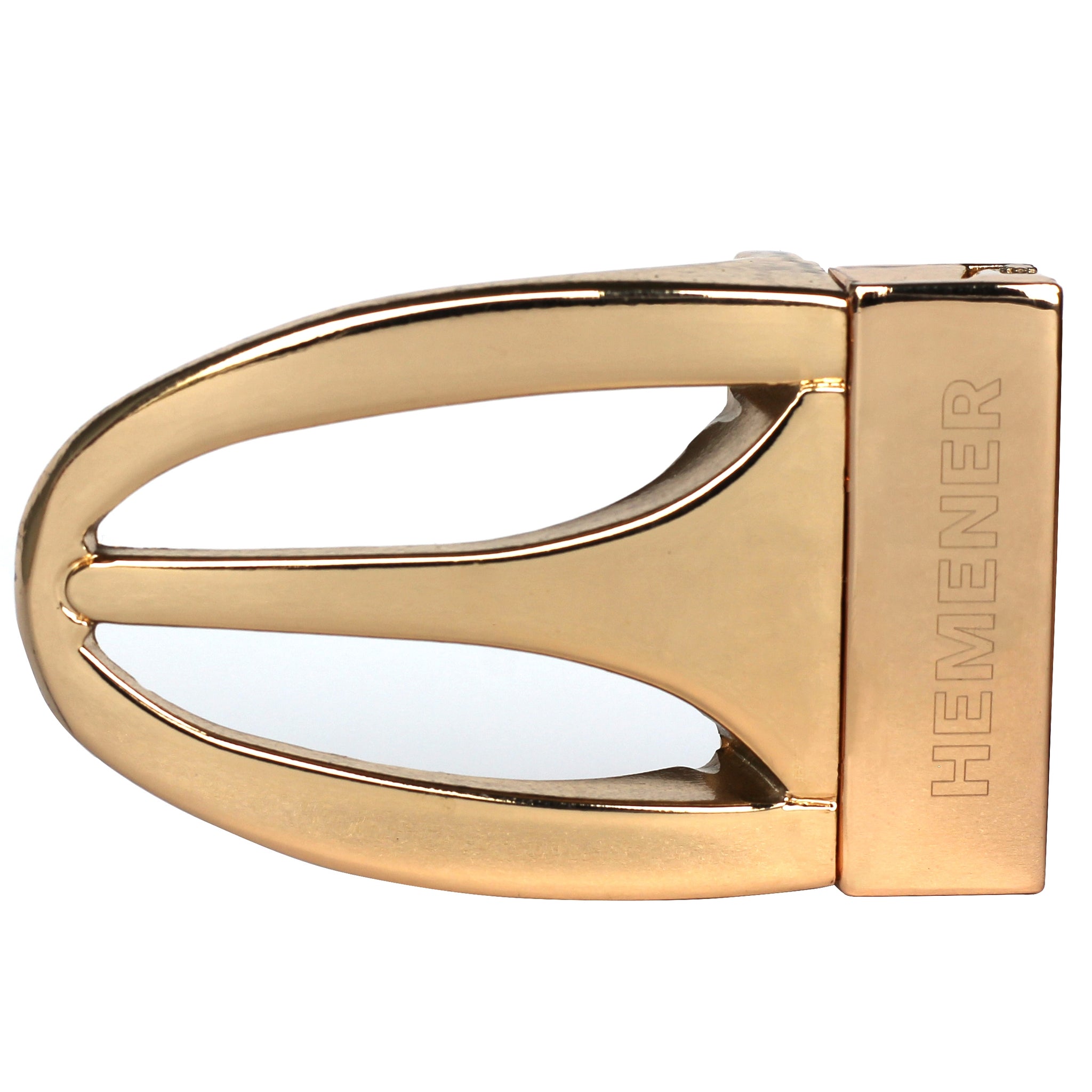 Hemener Men Metal Pin Hole Golden Glossy Buckle