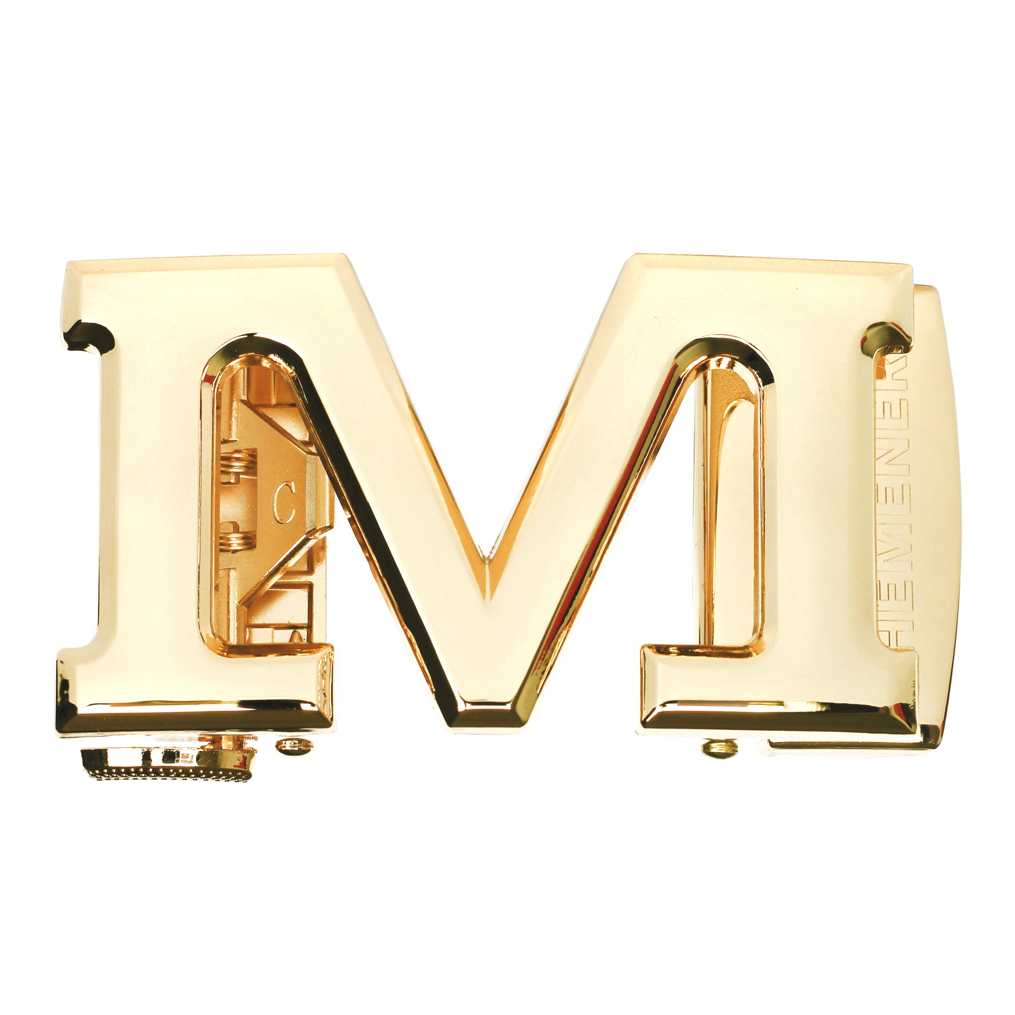 Hemener Men M Letter Metal Auto Grip Golden Glossy Buckle