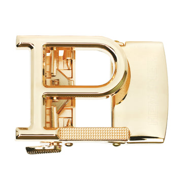 Hemener Men P Letter Metal Auto Grip Golden Glossy Buckle