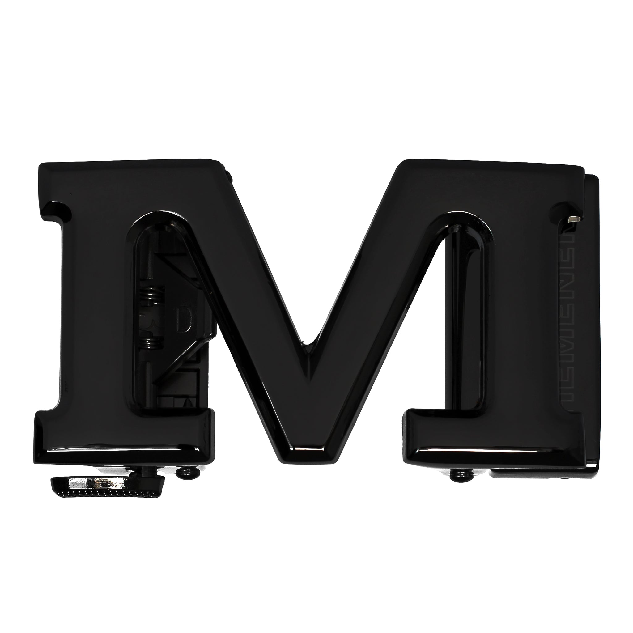 Hemener Men M Letter Metal Auto Grip Black Glossy Buckle