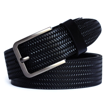 Hemener Men Black Grain Leather Belt