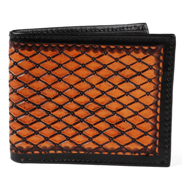 Hemener Men Brown Carved Genuine Leather Wallet