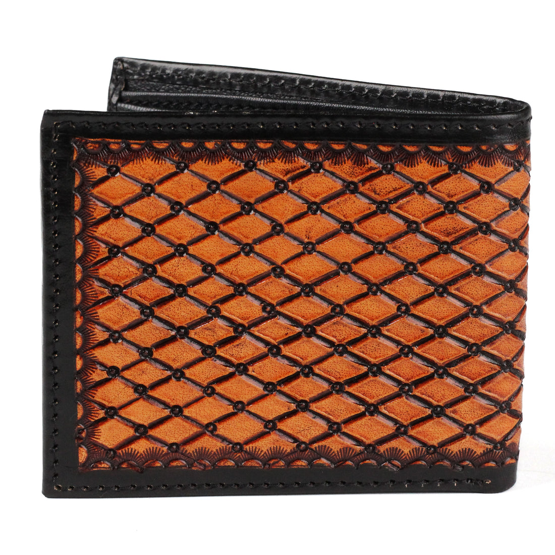 Hemener Men Brown Carved Genuine Leather Wallet