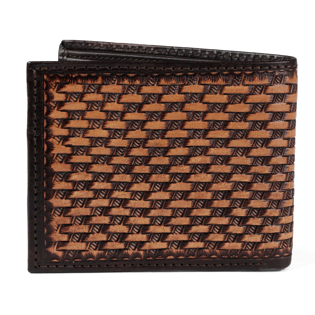 Hemener Men Brown Carved Genuine Leather Wallet