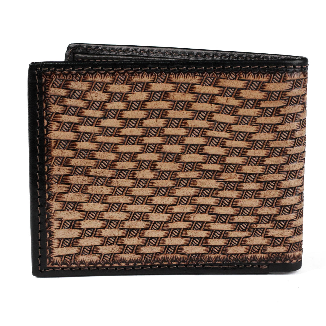 Hemener Men Brown Carved Genuine Leather Wallet