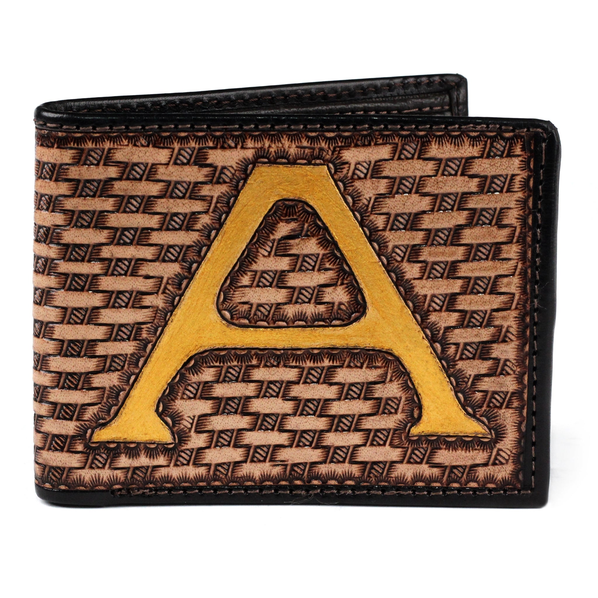 Hemener Men Brown Carved Genuine Leather Wallet