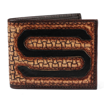 Hemener Men Brown Carved Genuine Leather Wallet