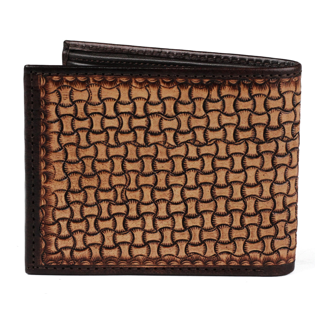 Hemener Men Brown Carved Genuine Leather Wallet