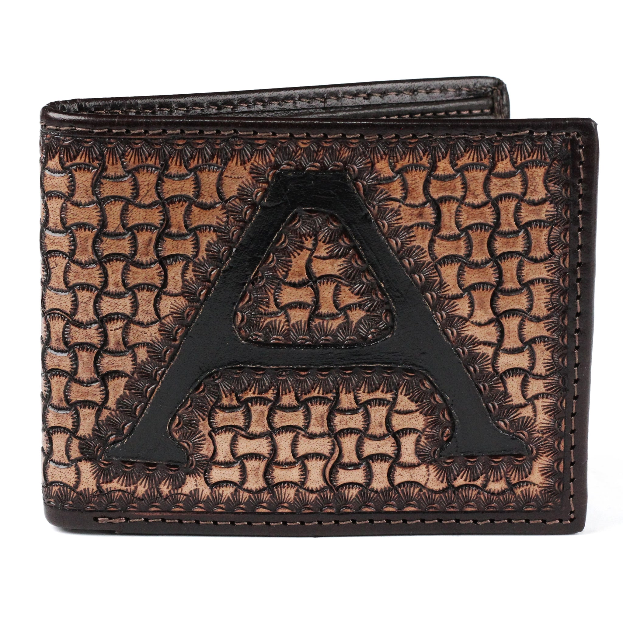 Hemener Men Brown Carved Genuine Leather Wallet