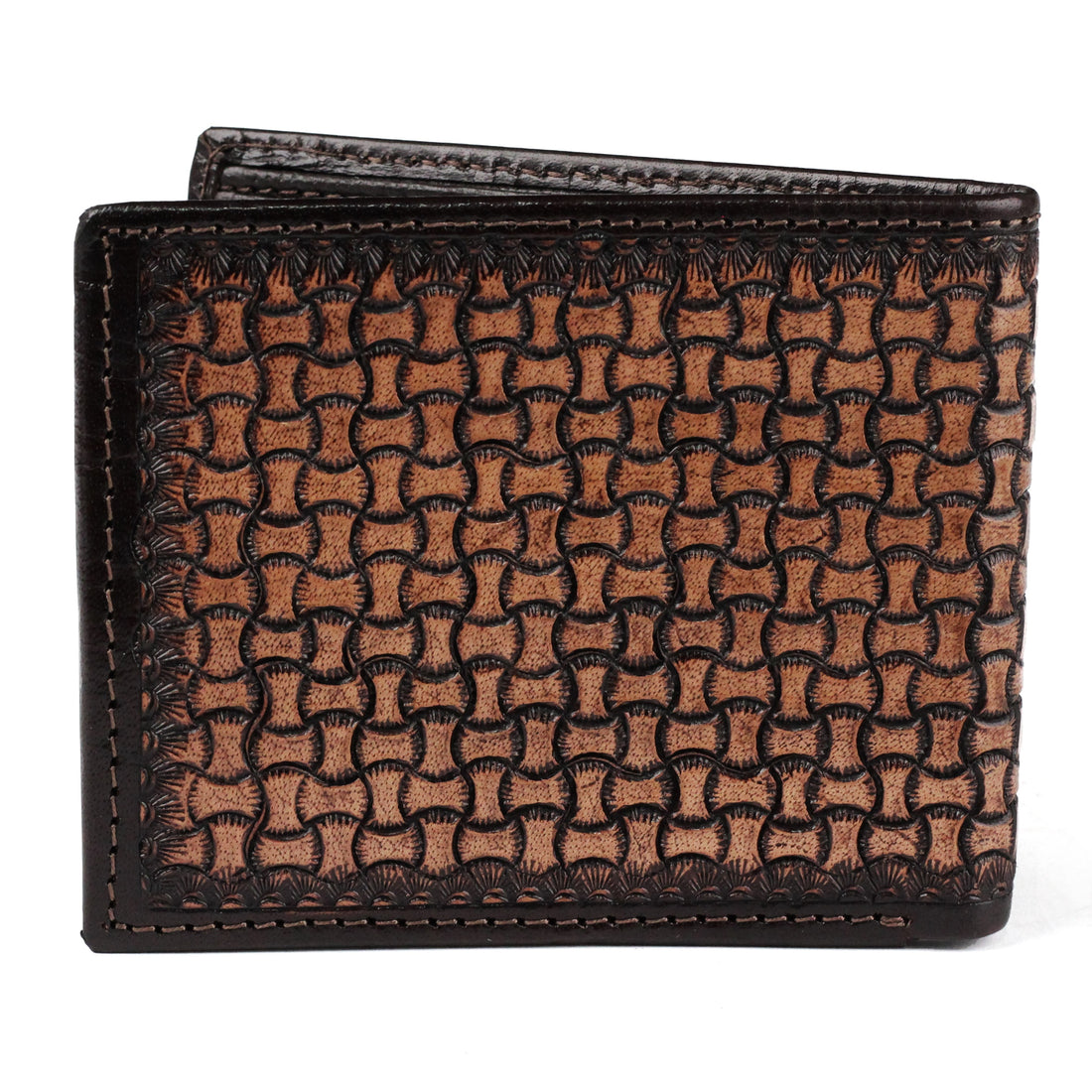 Hemener Men Brown Carved Genuine Leather Wallet