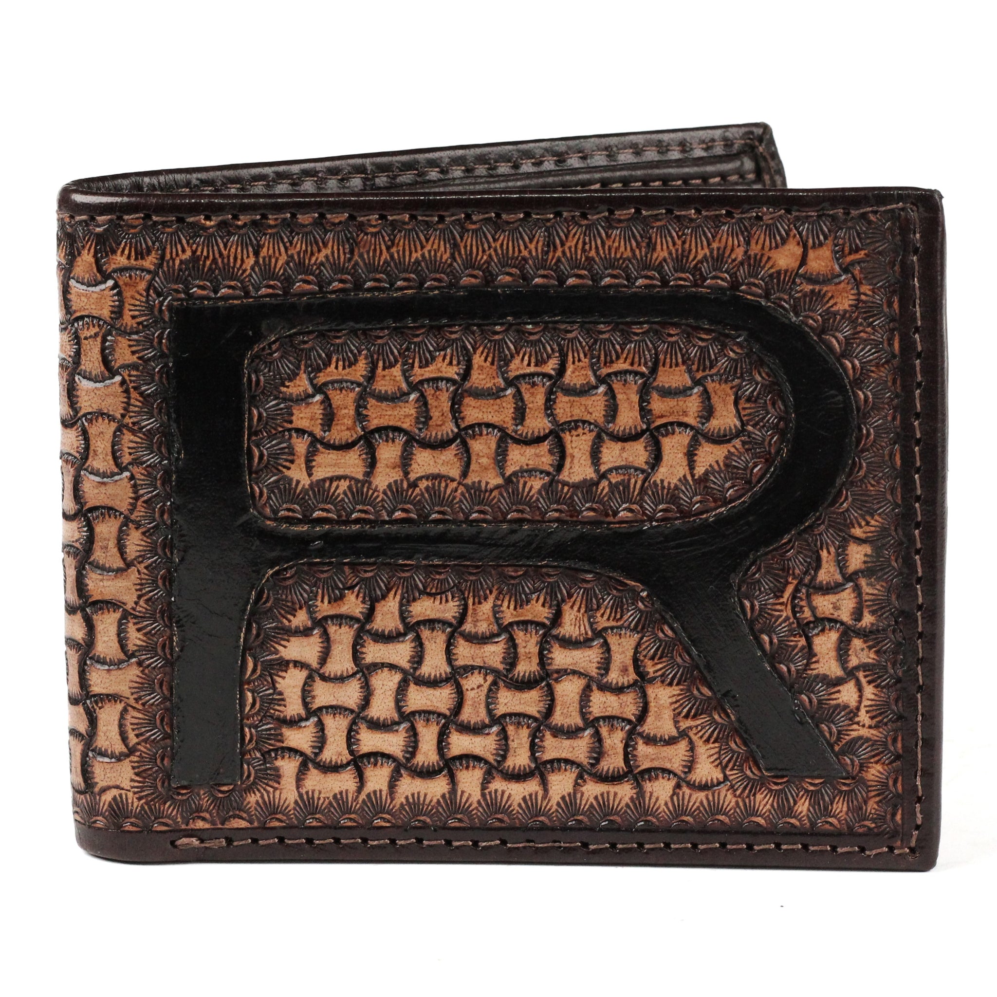 Hemener Men Brown Carved Genuine Leather Wallet