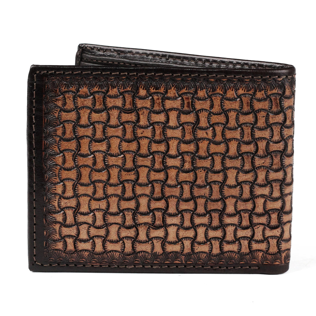 Hemener Men Brown Carved Genuine Leather Wallet