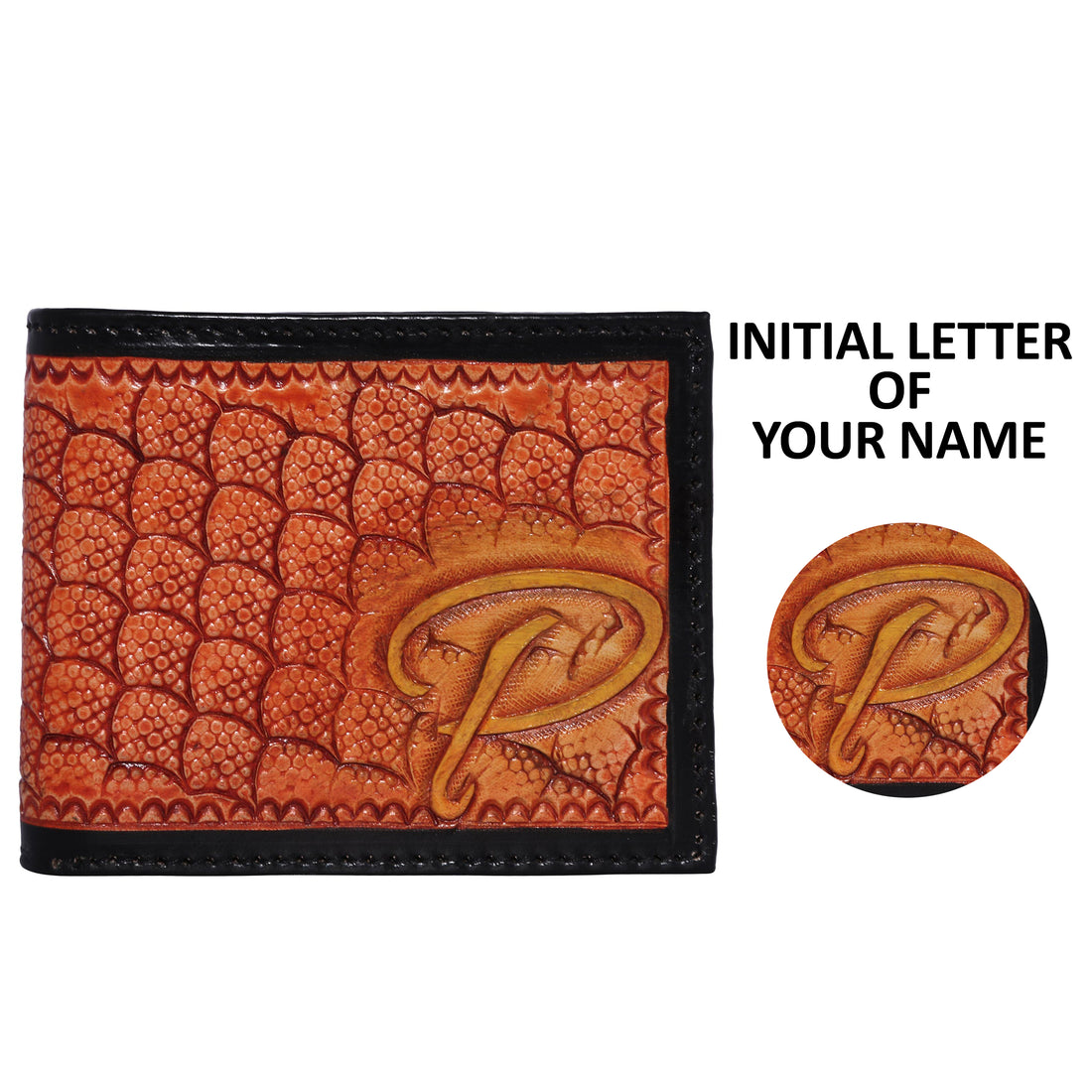 Hemener Men Brown Carved Genuine Leather Wallet