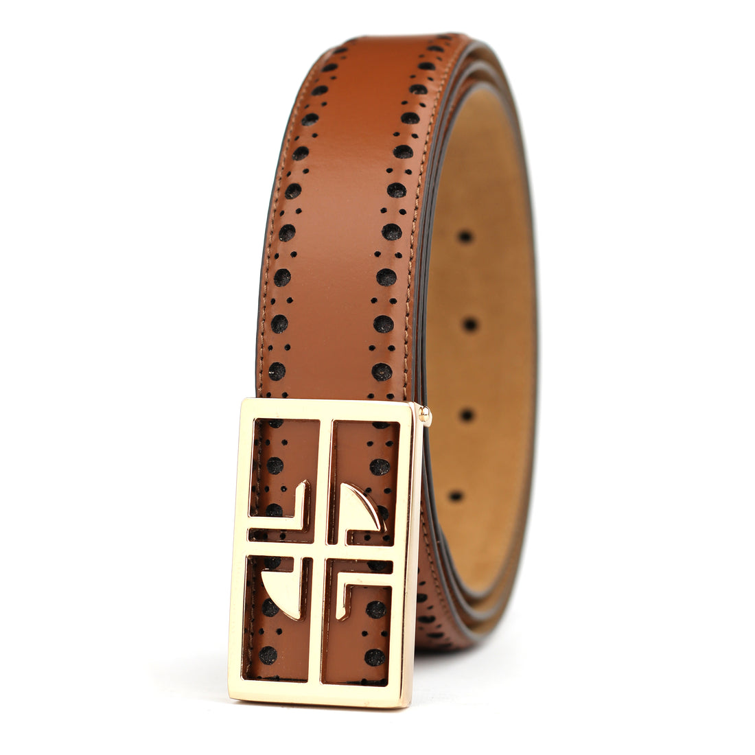 Hemener Men Pin Hole   Buckle TAN Leather Belt