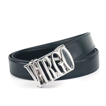 Hemener Men Virgo  Zodiac Buckle Genuine  Leather Belt