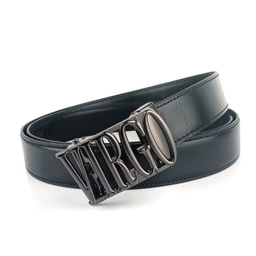 Hemener Men Virgo  Buckle Black Genuine  Leather Belt