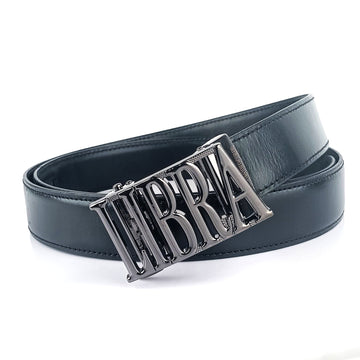 Hemener Men Libra  Buckle Black Genuine  Leather Belt