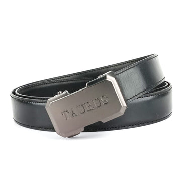 Hemener Men Taurus Buckle Black Genuine  Leather Belt