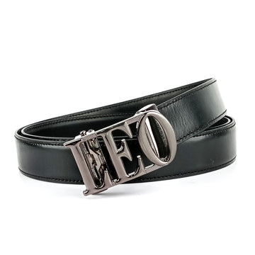 Hemener Men Leo  Buckle Black Genuine  Leather Belt