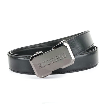 Hemener Men Scorpio  Buckle Black Genuine  Leather Belt