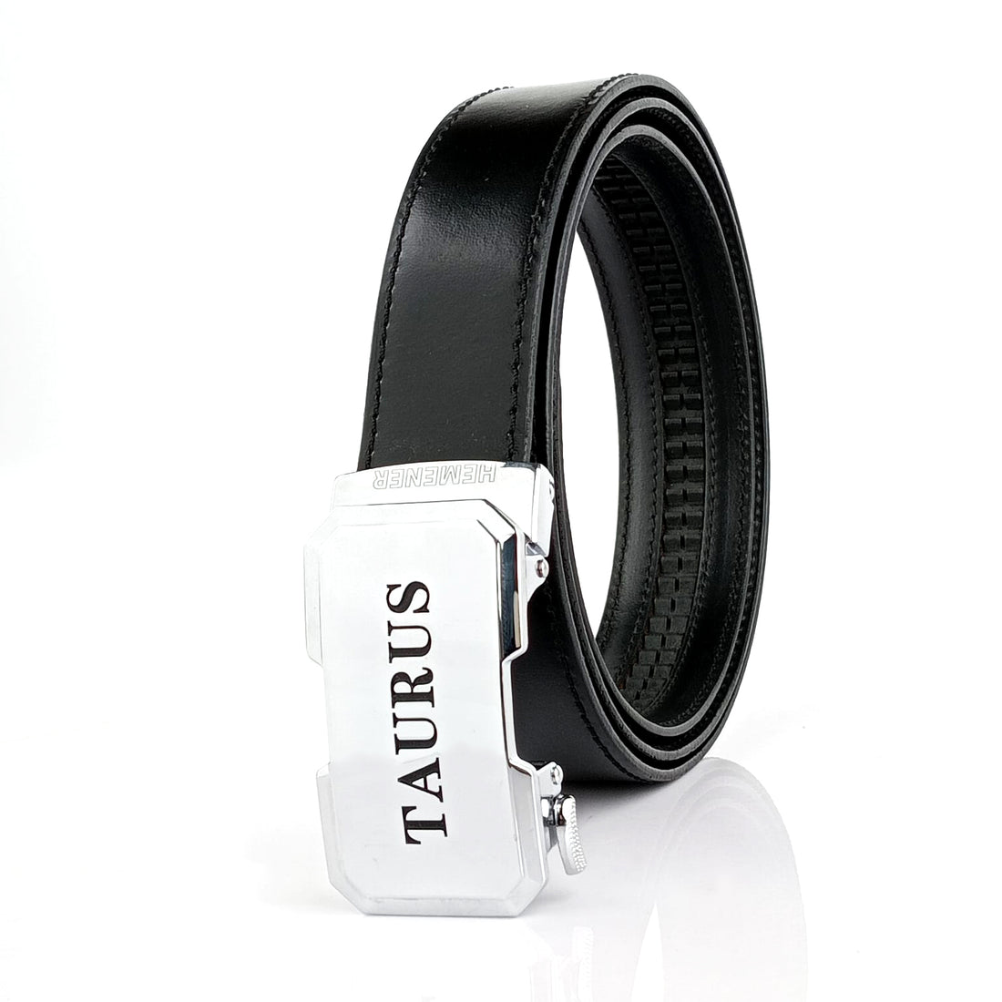 Hemener Men Taurus  Zodiac Buckle Genuine  Leather Belt