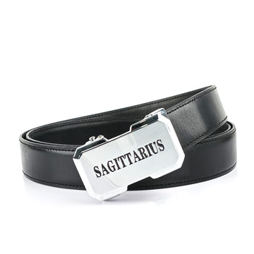 Hemener Men Sagittarius Zodiac Buckle Genuine Leather Belt